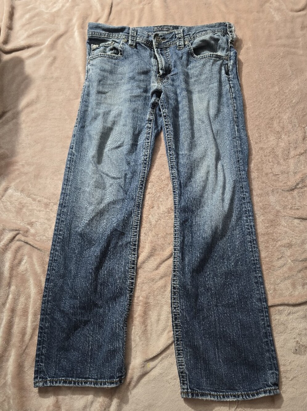 Silver Jeans Co. Zac Relaxed Fit Straight Leg Blue Denim Jeans Mens 34x 32